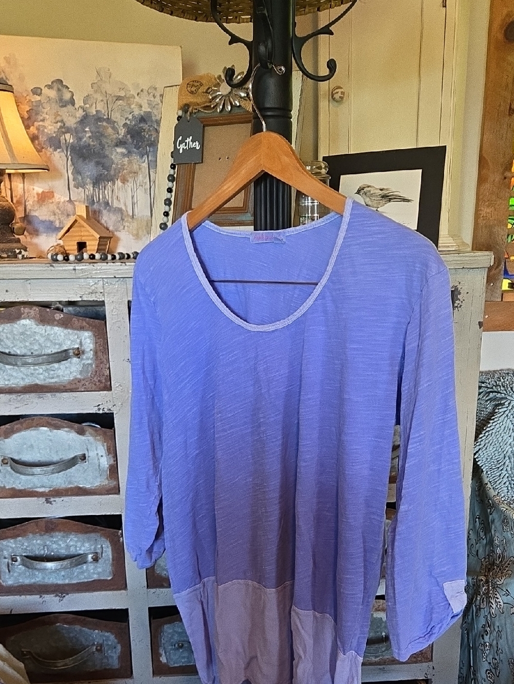 Light Blue Women's Long Sleeve Tunic Top